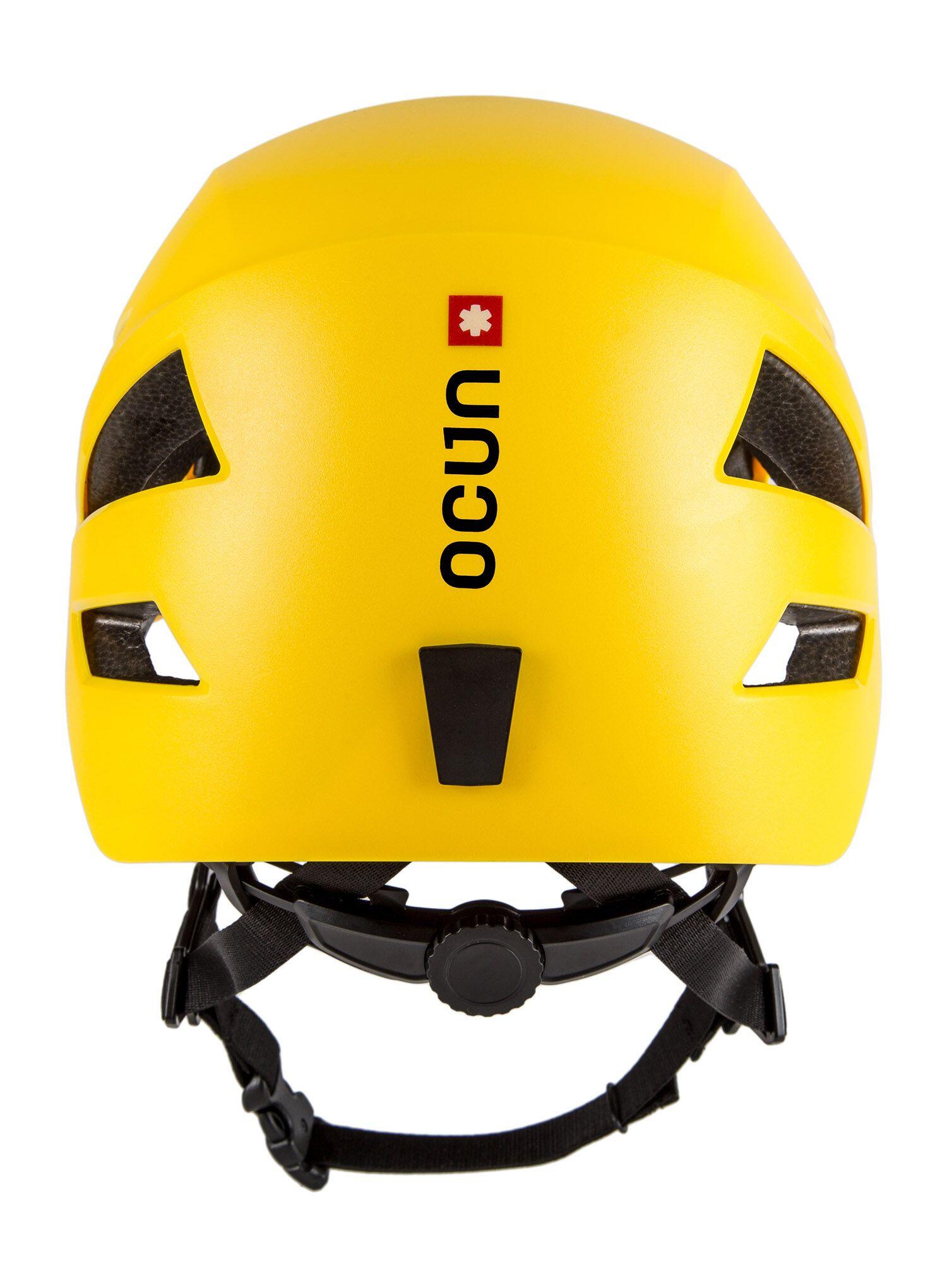 Casque escalade Ocún Shard jaune léger robuste ajustable 54-62 cm clips lampe 3/4