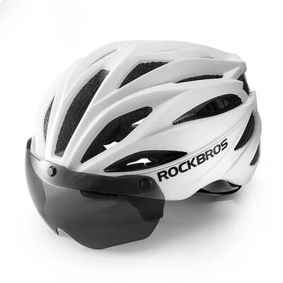 Rockbros Fahrradhelm mit Visier. abnehmbare UV-Schutzbrille. abnehmbares Visier