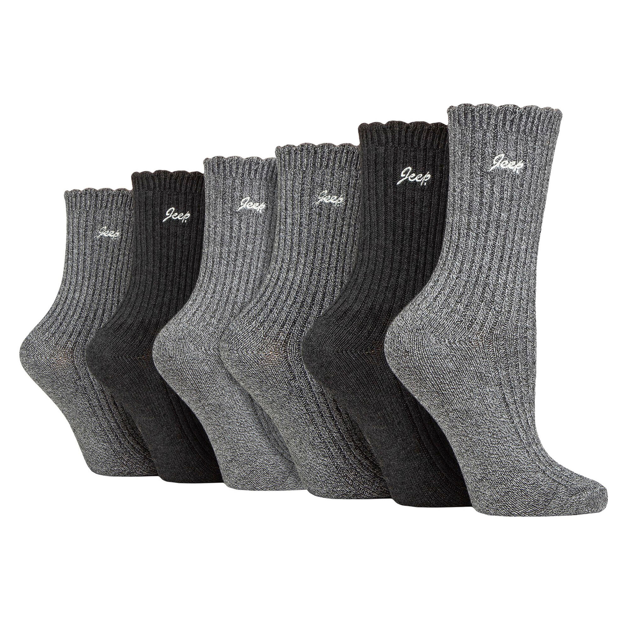 JEEP Ladies 6 Pack Bamboo Boot Socks | Cute Scalloped Top Socks