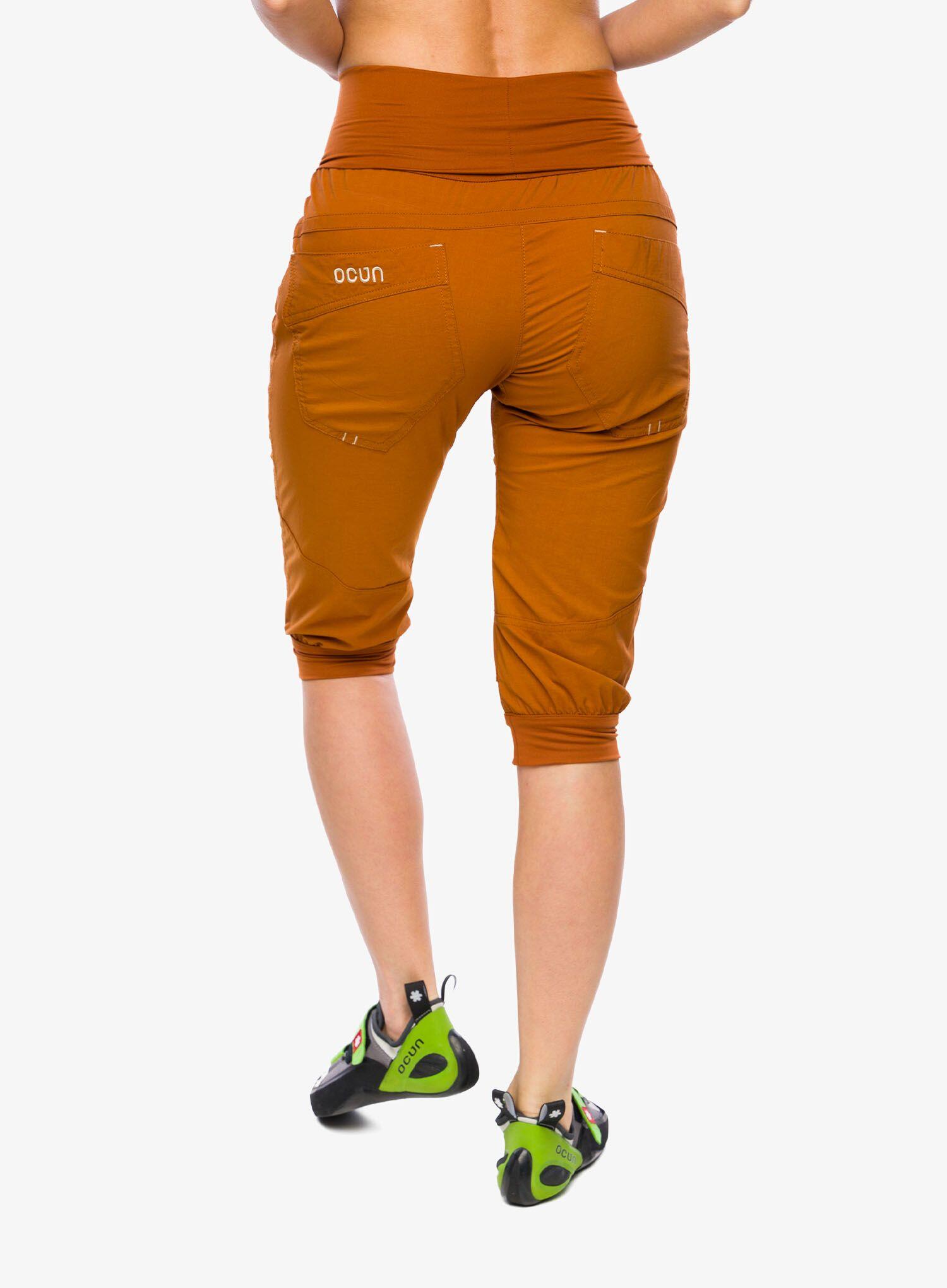 Shorts escalade femme Ocún Noya Eco caramel café en polyamide recyclé extensible 2/7