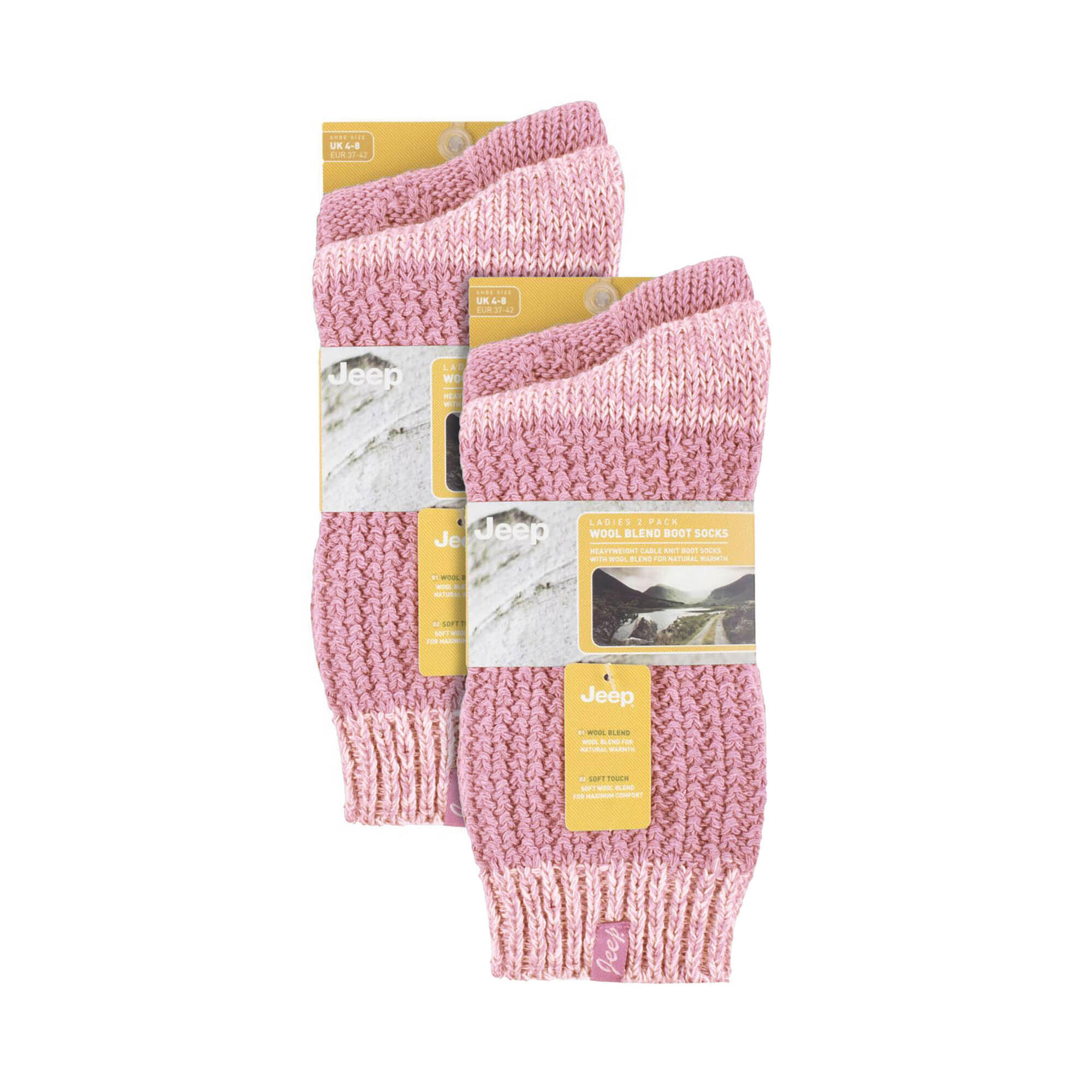 Ladies 4 Pack Wool Boot Socks | Casual Cable Knit Socks for Winter 2/6
