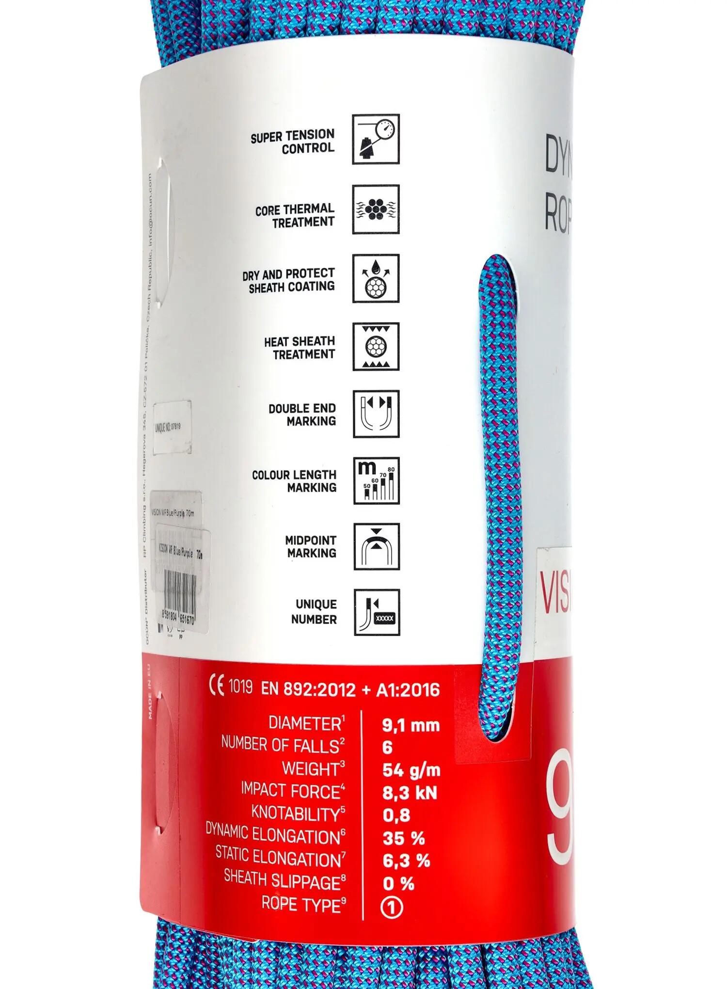 Lina dynamiczna Ocun Vision WR 9.1 mm 70 m - blue/purple 5/5