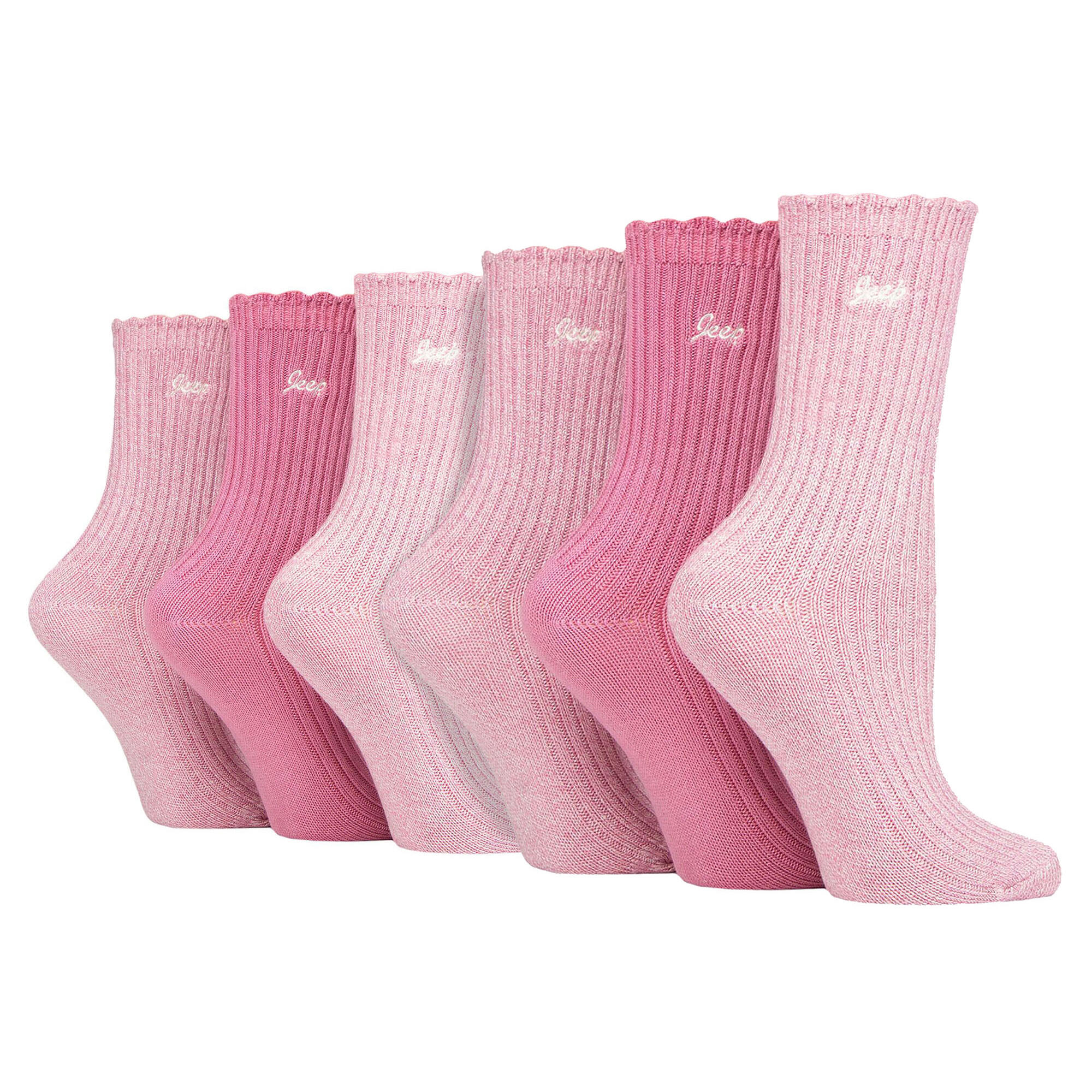 JEEP Ladies 6 Pack Bamboo Boot Socks | Cute Scalloped Top Socks