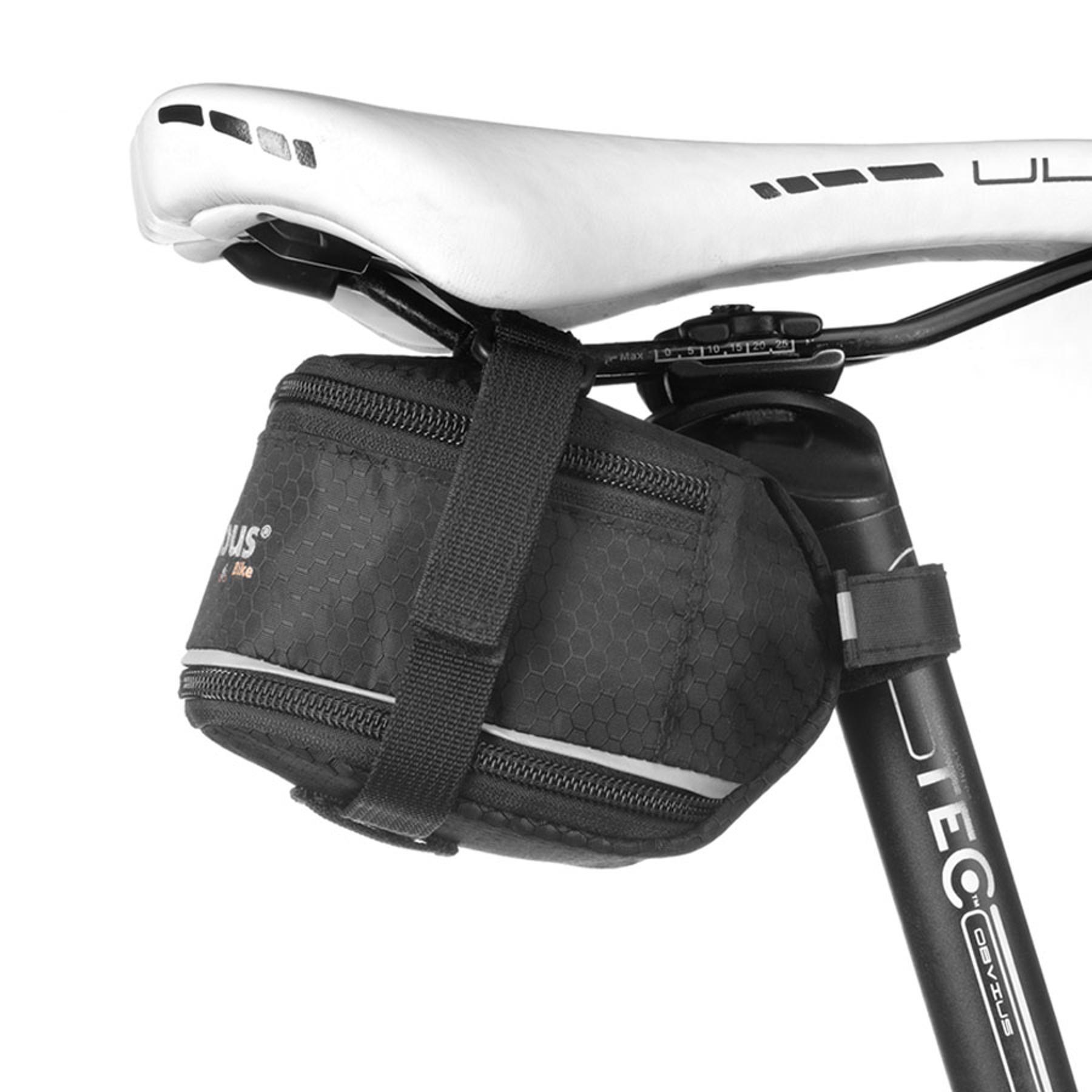 Bolsa extensible con crellamera para fijar al sillín de bicicleta . 2/3