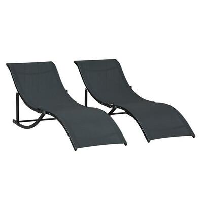 Outsunny Set 2 Sdraio da Esterno Pieghevoli in Alluminio e Texteline Beige