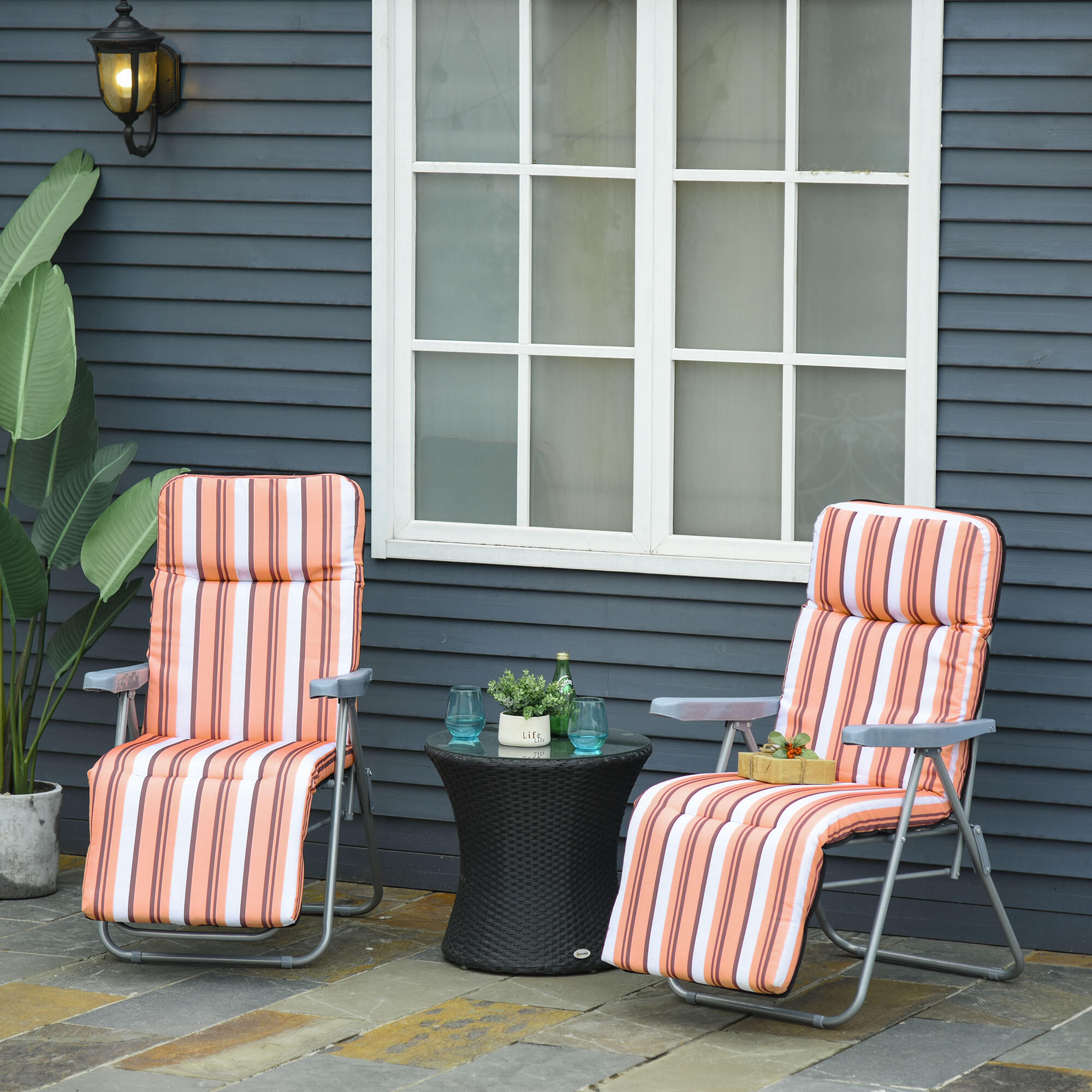 2 Tumbonas Plegables Outsunny 60x75x102 cm Naranja 2/7