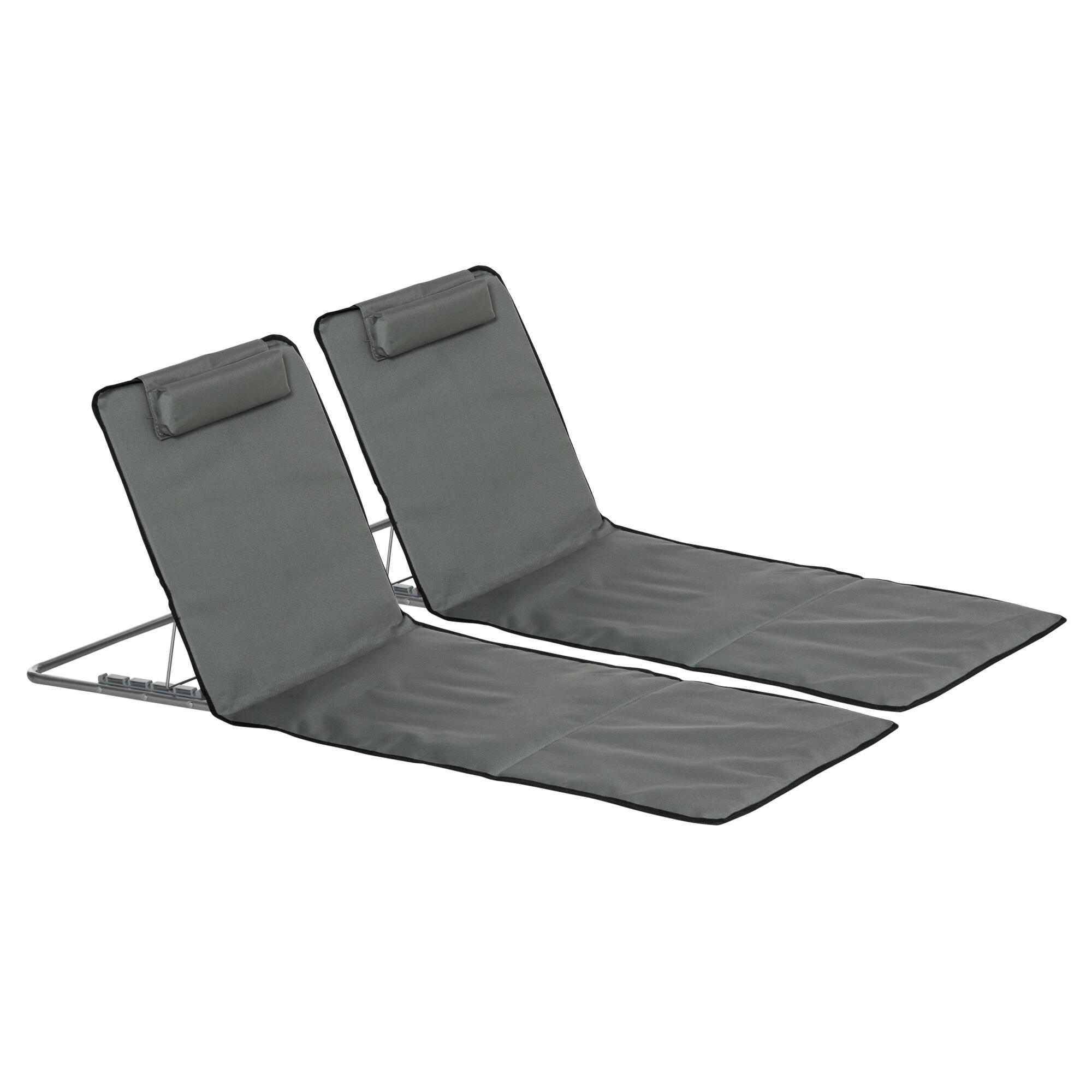 Passadeira de praia 124x53x37-50cm cinzento outsunny