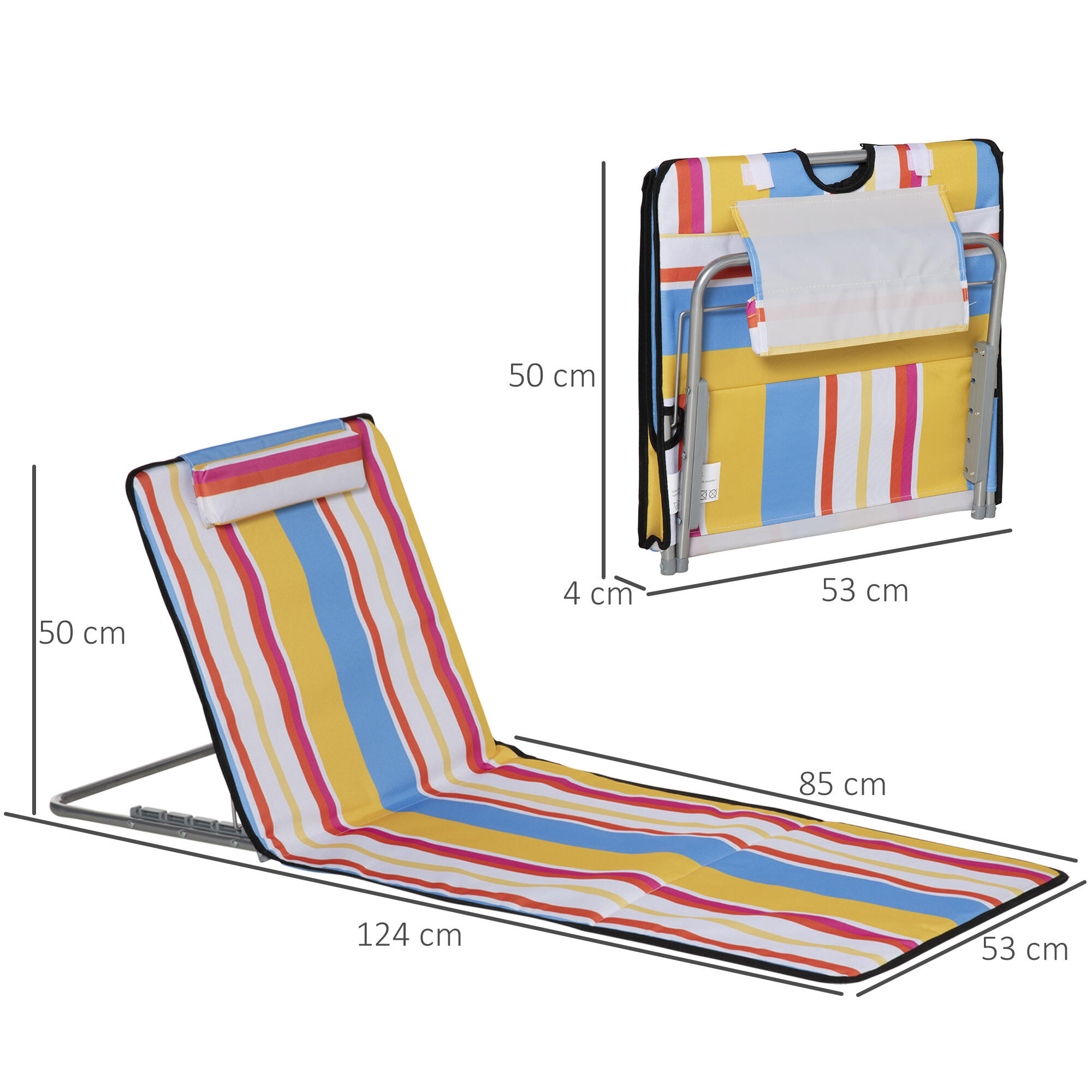 Set de 2 Esteras de Playa Outsunny 124x53x50 cm Multicolor 3/7