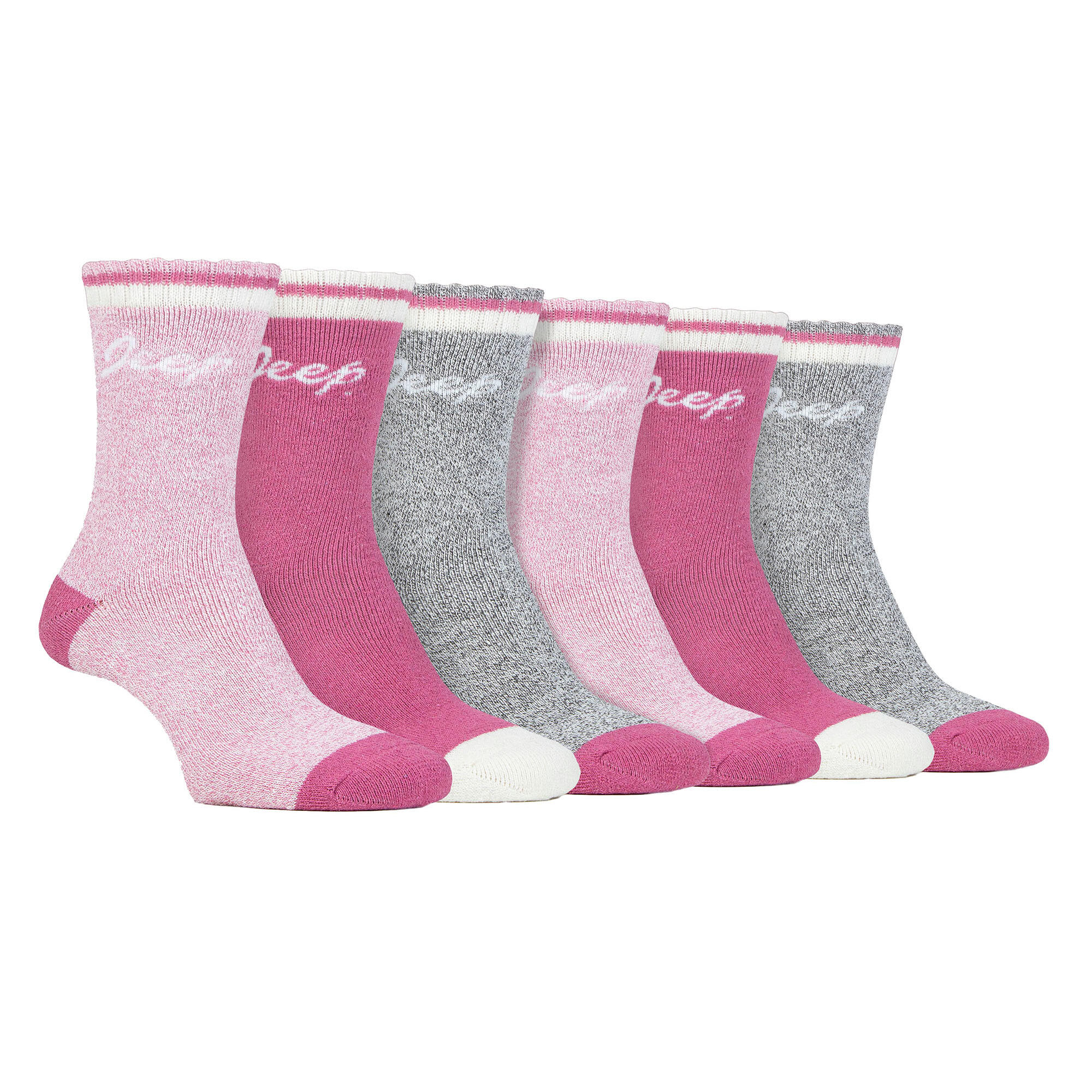 JEEP Ladies 6 Pack Walking Boot Socks | Performance Outdoor Socks for Hiking