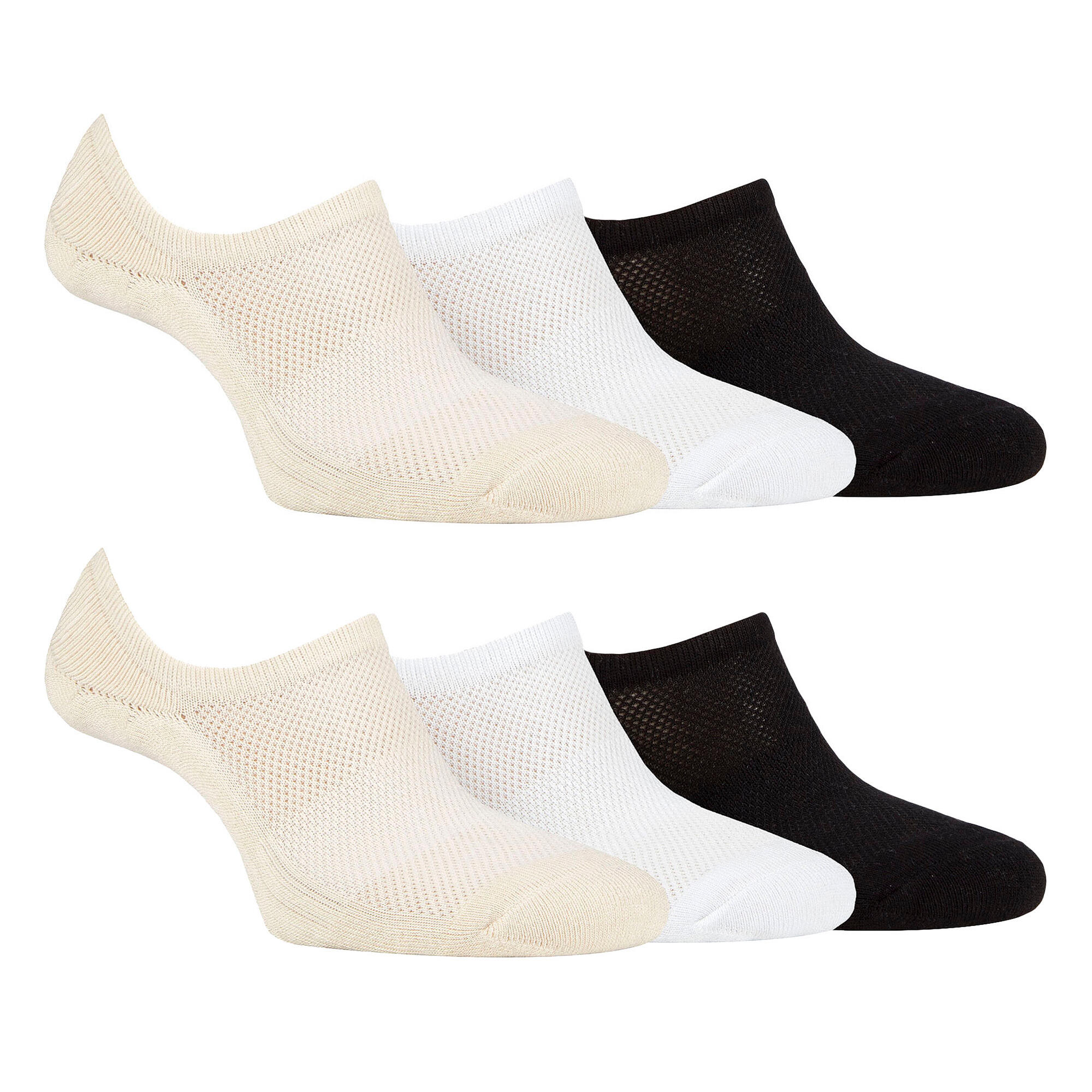 Paquet de 6 chaussettes invisibles en bambou pour femmes avec poignée au talon 3/4