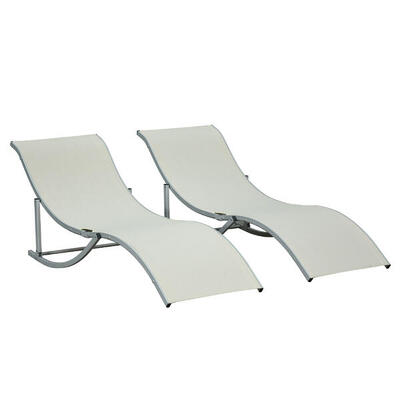 Outsunny Set 2 Sdraio da Esterno Pieghevoli in Alluminio e Texteline Beige