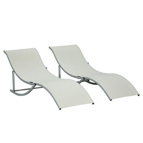 Outsunny Set 2 Sdraio da Esterno Pieghevoli in Alluminio e Texteline Beige