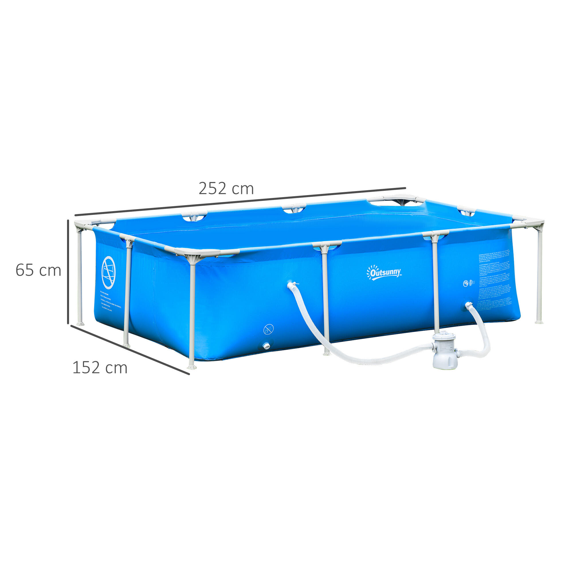 Piscina Desmontable Outsunny 252x152x65 cm Azul 3/7