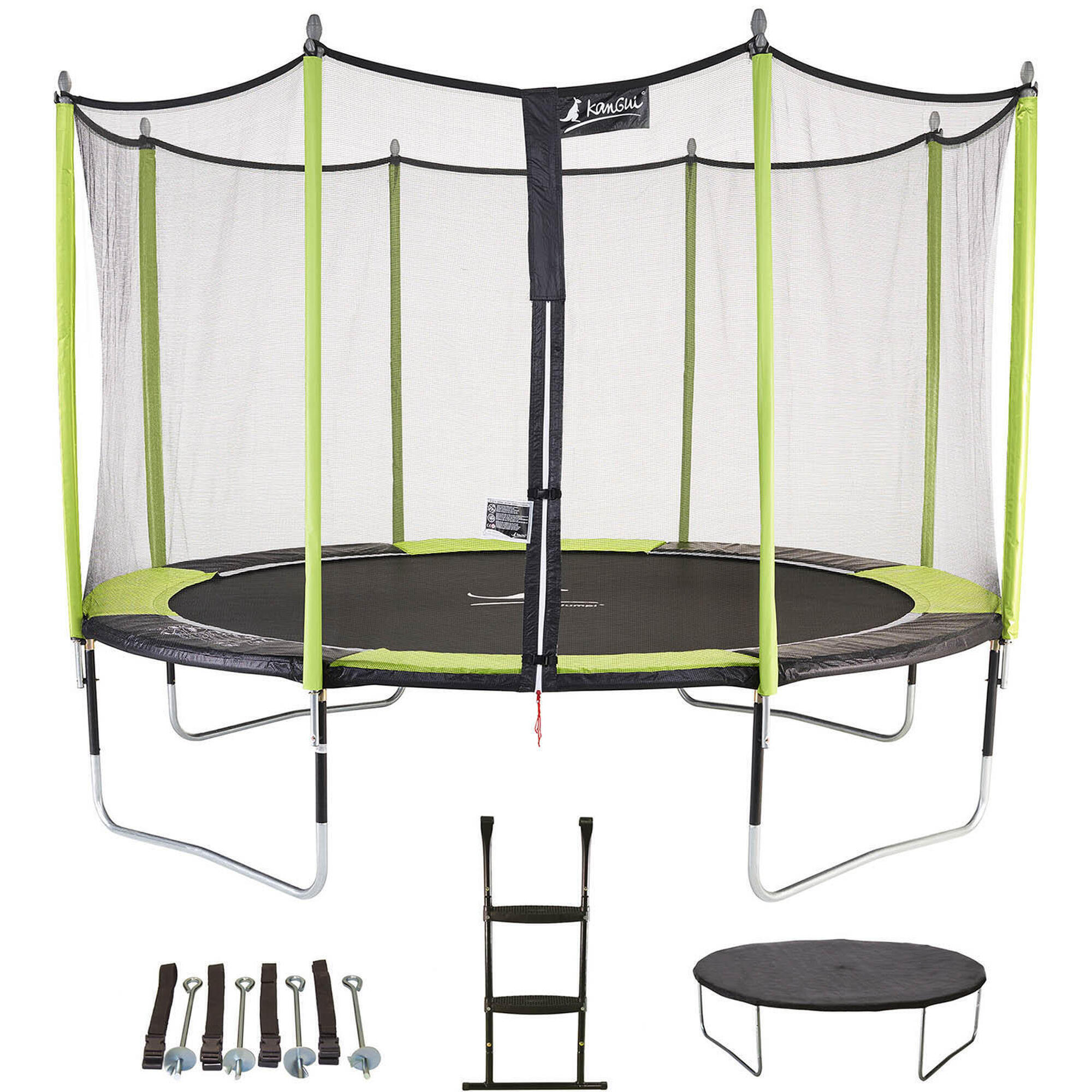 Kangui - Trampoline De Jardin 426 Cm + Filet De Sécurité + Échelle + Bâche De Protection - Trampoline - Vert - Decathlon