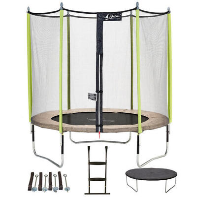 Trampolino da giardino 244 cm+ scaletta + telo di protezione + kit di ancoraggio