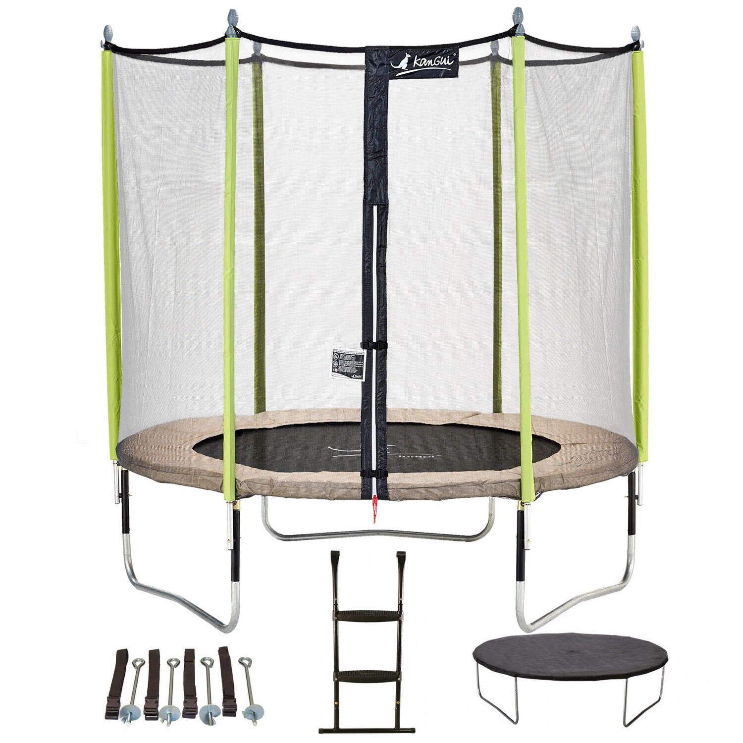 Kangui - Trampoline De Jardin 244 Cm + Filet De Sécurité + Échelle + Bâche De Protection - Trampoline - Beige - 245cm - Decathlon