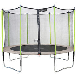 Trampoline de jardin 426 cm + filet de sécurité JUMPI Taupe/Vert 430