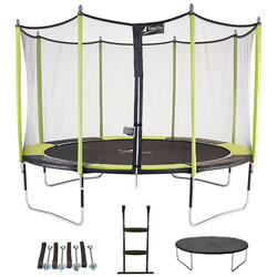 Trampoline de jardin 365 cm + filet de sécurité + échelle + bâche de protection