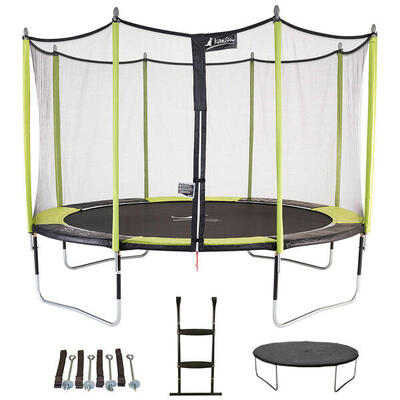 Jumpi Grün/Schwarz 360 Trampolin + Leiter + Abdeckung + Verankerungsset