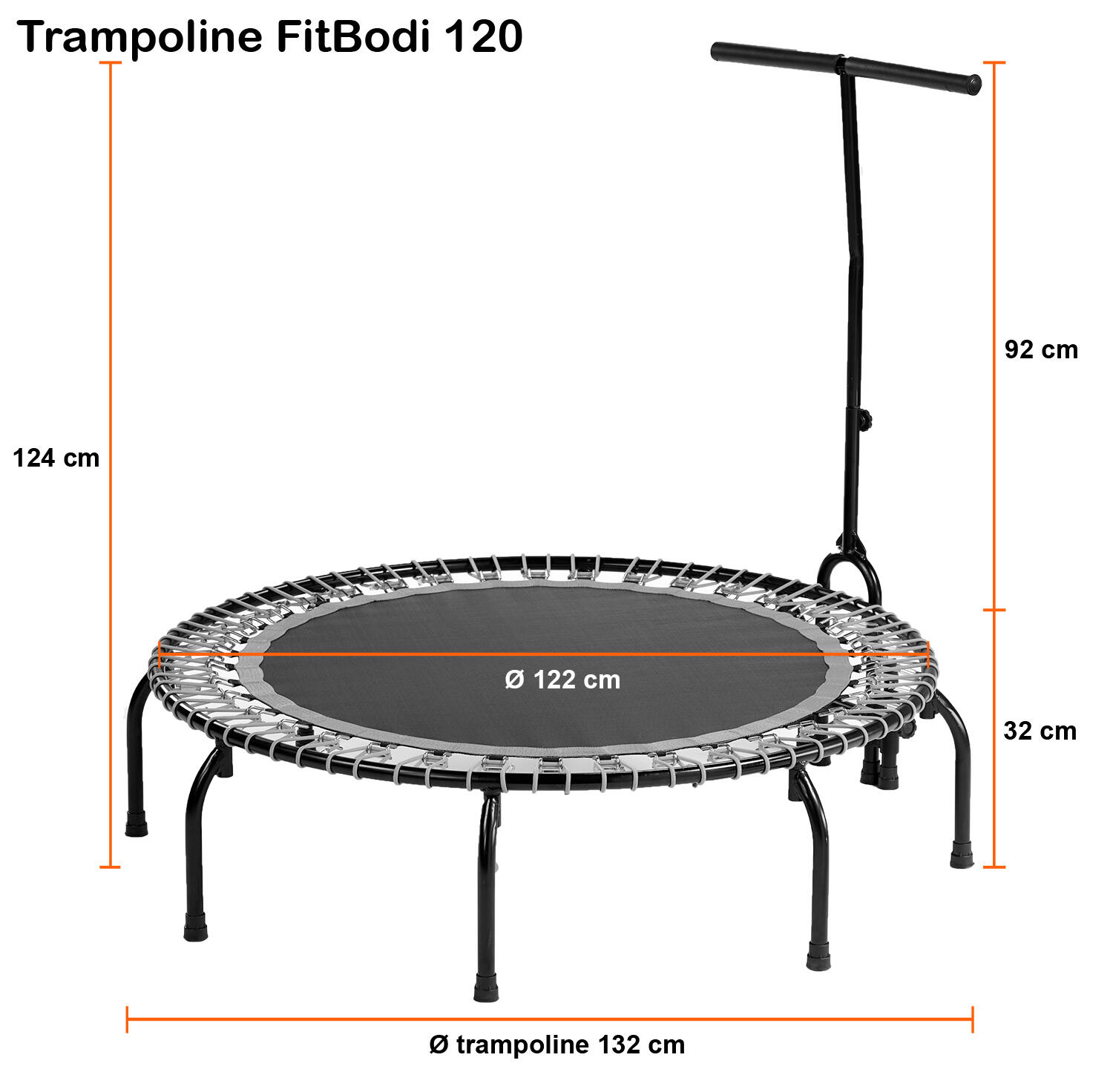 Trampoline Fitness Ø 120cm avec barre de maintien - FitBodi 120 4/5