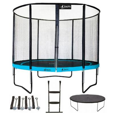 Punchi Blue 300 Trampolin + Leiter + Abdeckung + Verankerungsset