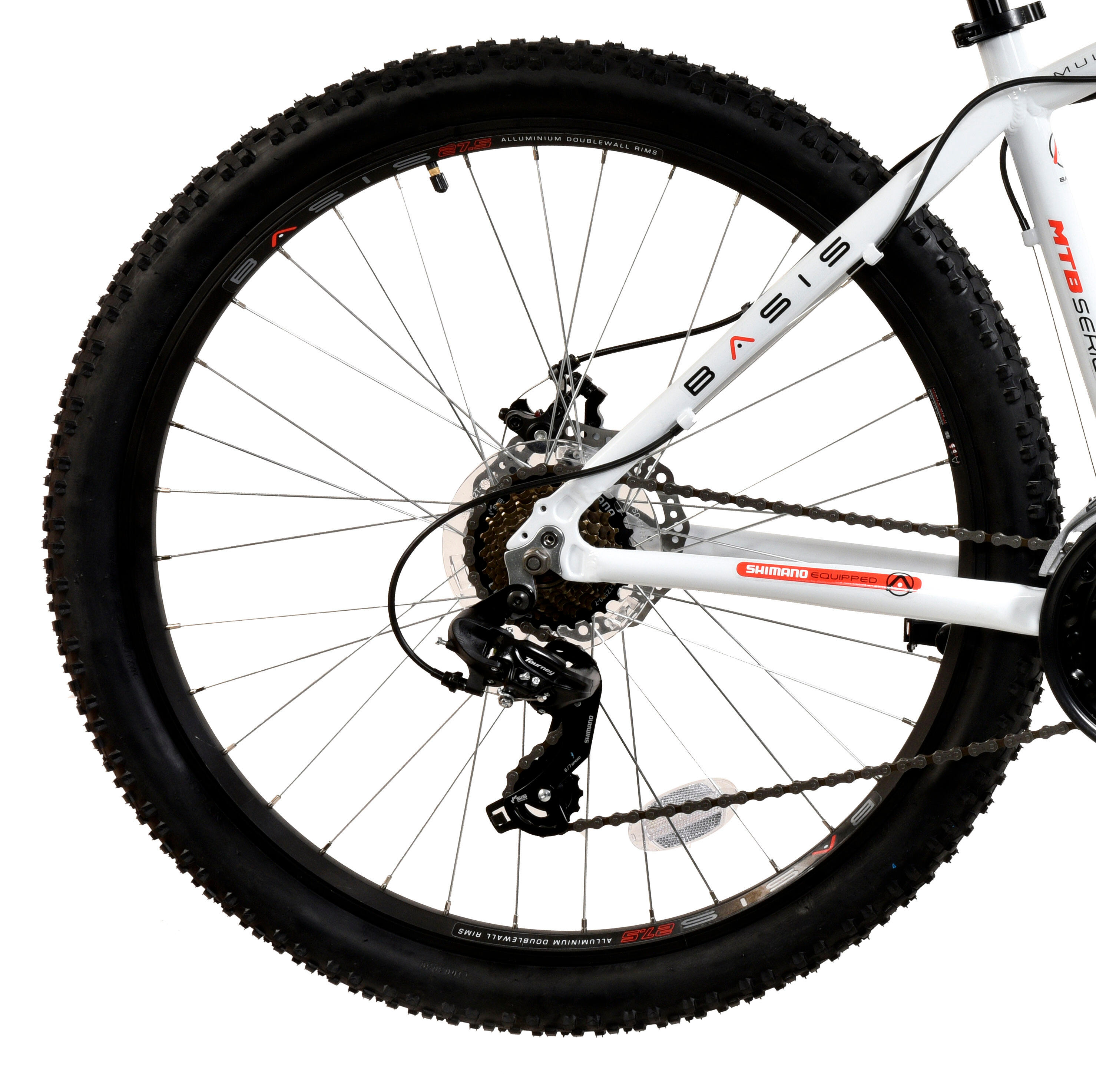Basis El Toro Mens Hardtail Mountain Bike, 27.5In Wheel, 17in Frame - White/Red 4/5