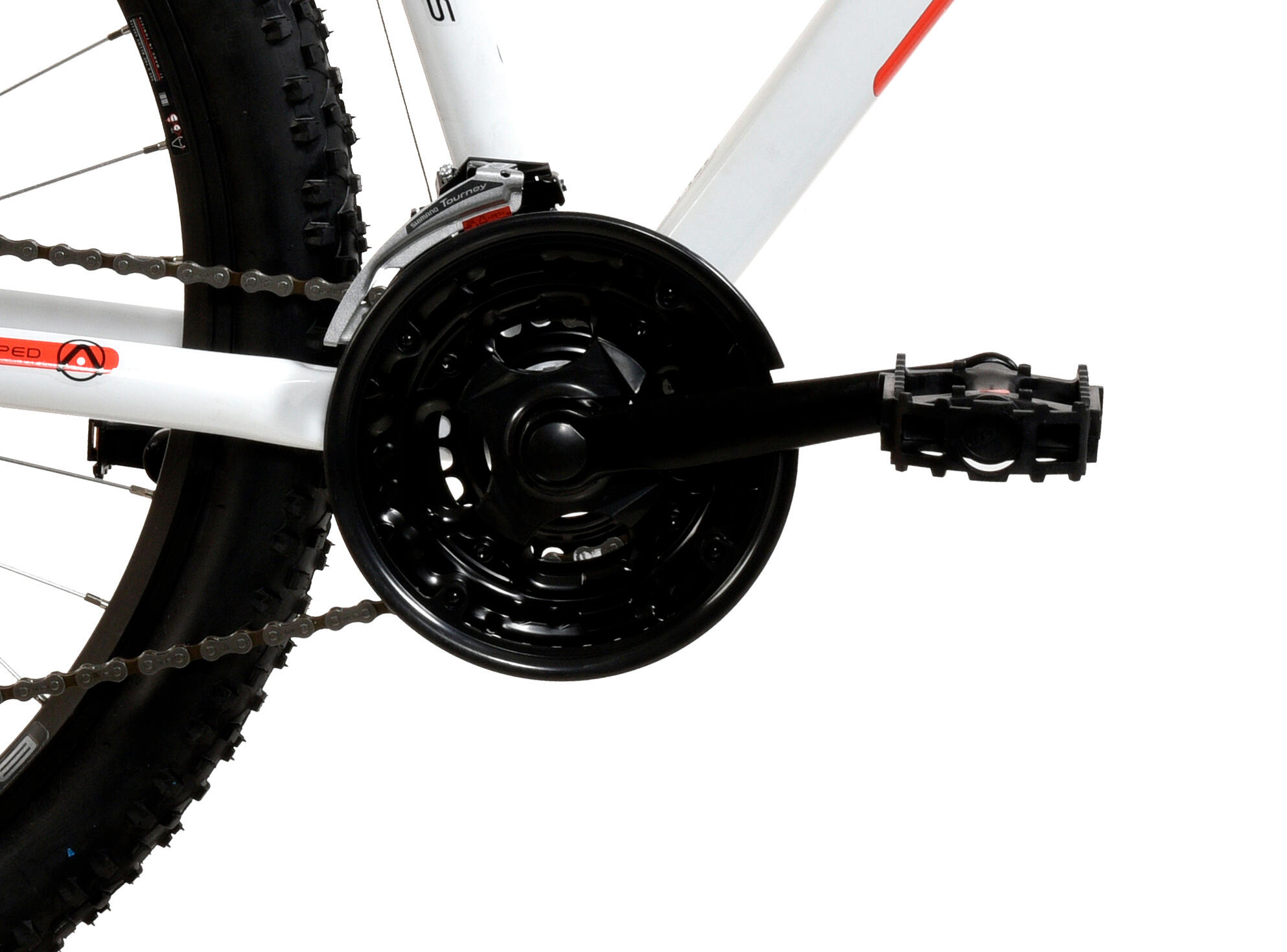 Basis El Toro Mens Hardtail Mountain Bike, 27.5In Wheel, 17in Frame - White/Red 3/5