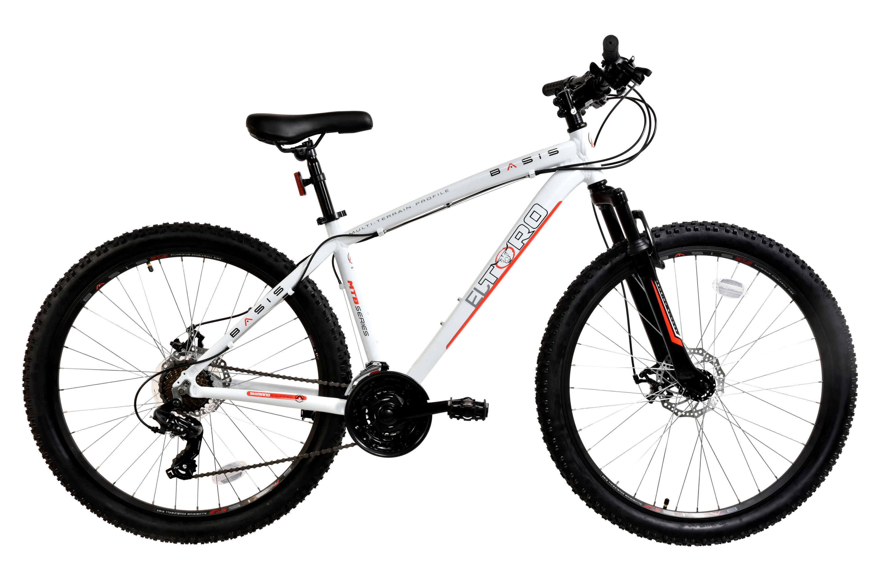 BASIS Basis El Toro Mens Hardtail Mountain Bike, 27.5In Wheel, 17in Frame - White/Red