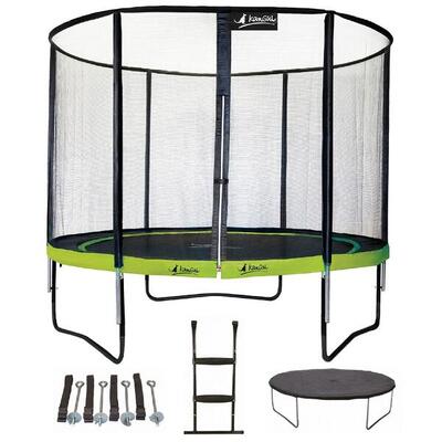Punchi Green 300 Trampolin + Leiter + Abdeckung + Verankerungsset