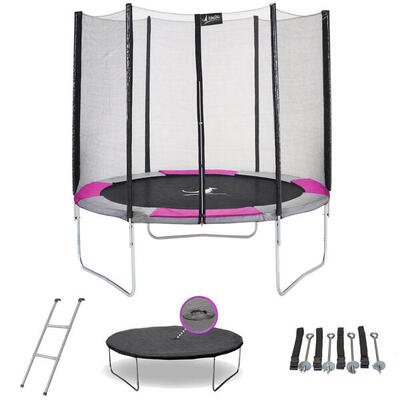RALLI Pink Trampolin Ø250 mit Leiter, Abdeckung, Verankerungsset