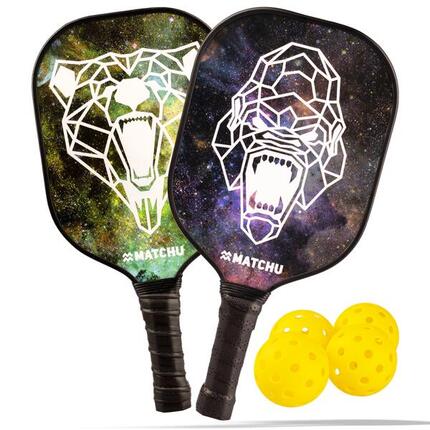 Pickleball rackets set + ballen + tas voor de rackets - 100% Carbon
