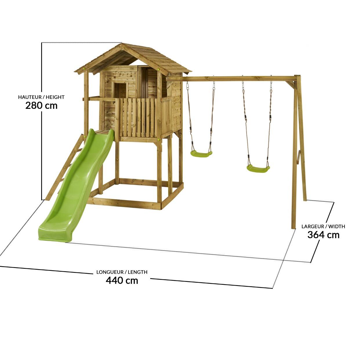 KANGUI Lotis WAPITI - Balançoires, toboggan, cabane avec balcon 4/5