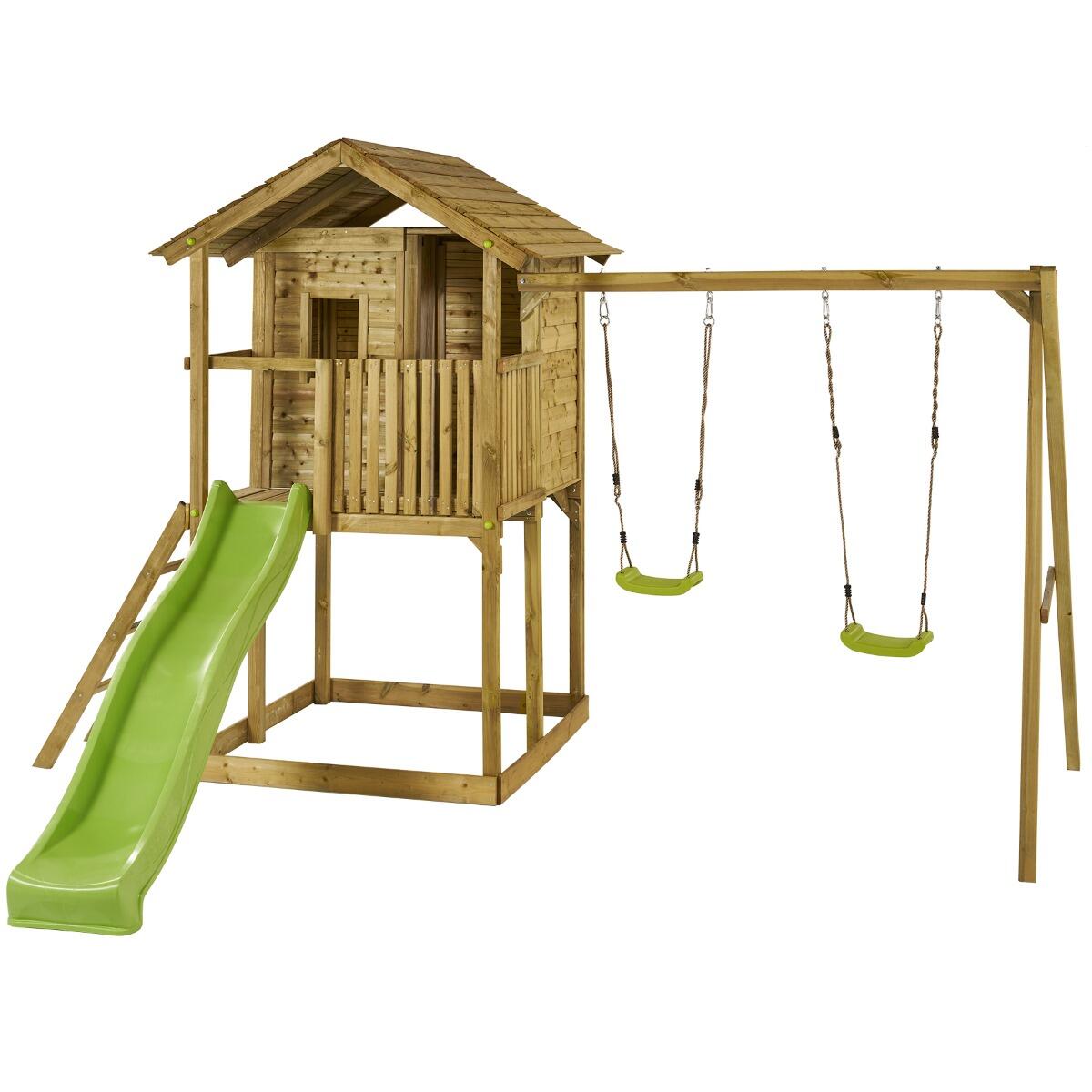 KANGUI Lotis WAPITI - Balançoires, toboggan, cabane avec balcon 1/5