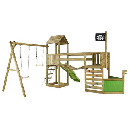 Piratenspielplatz mit Aussichtspunkt und Hütte auf Plattform WILLI