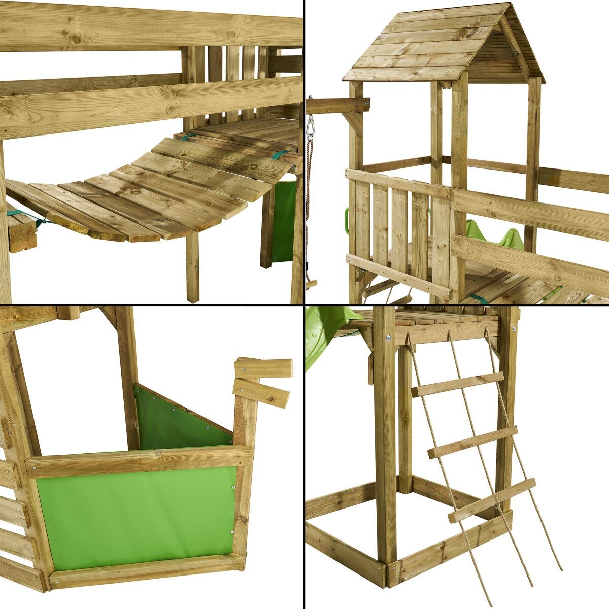 Speelgedeelte: schommel, glijbaan, trapeze, klimwand, brug 5/5