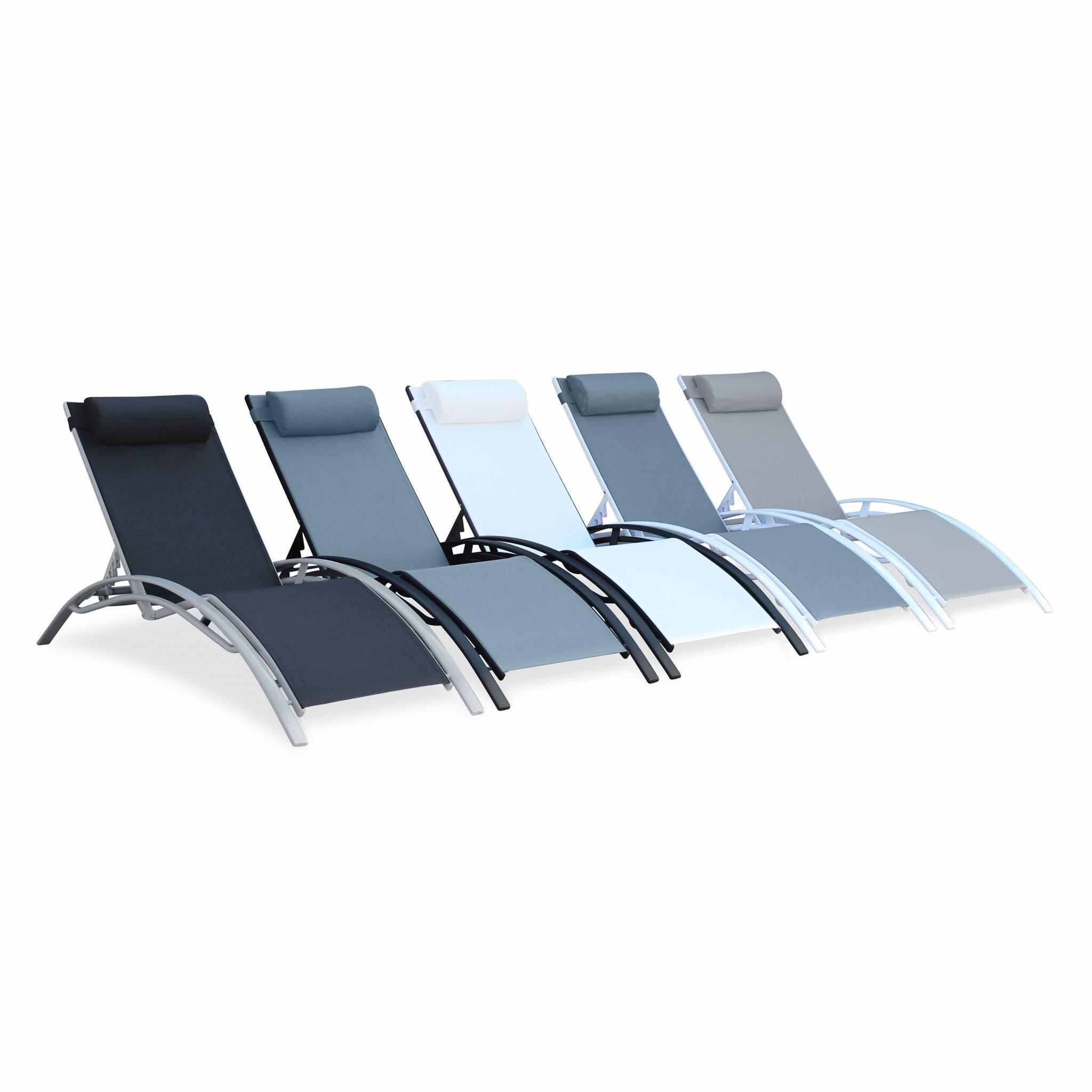 Tumbona de aluminio textileno, set de 2, Blanco 5/6