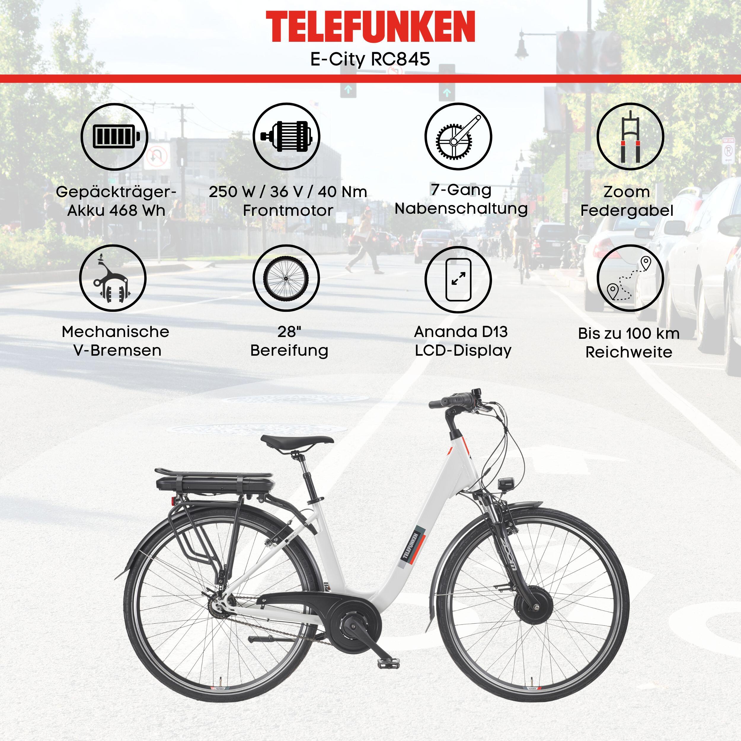 E-Bike RC845 28 Zoll 7-Gang Pedelec City Elektrofahrrad Herren Damen weiß 5/7