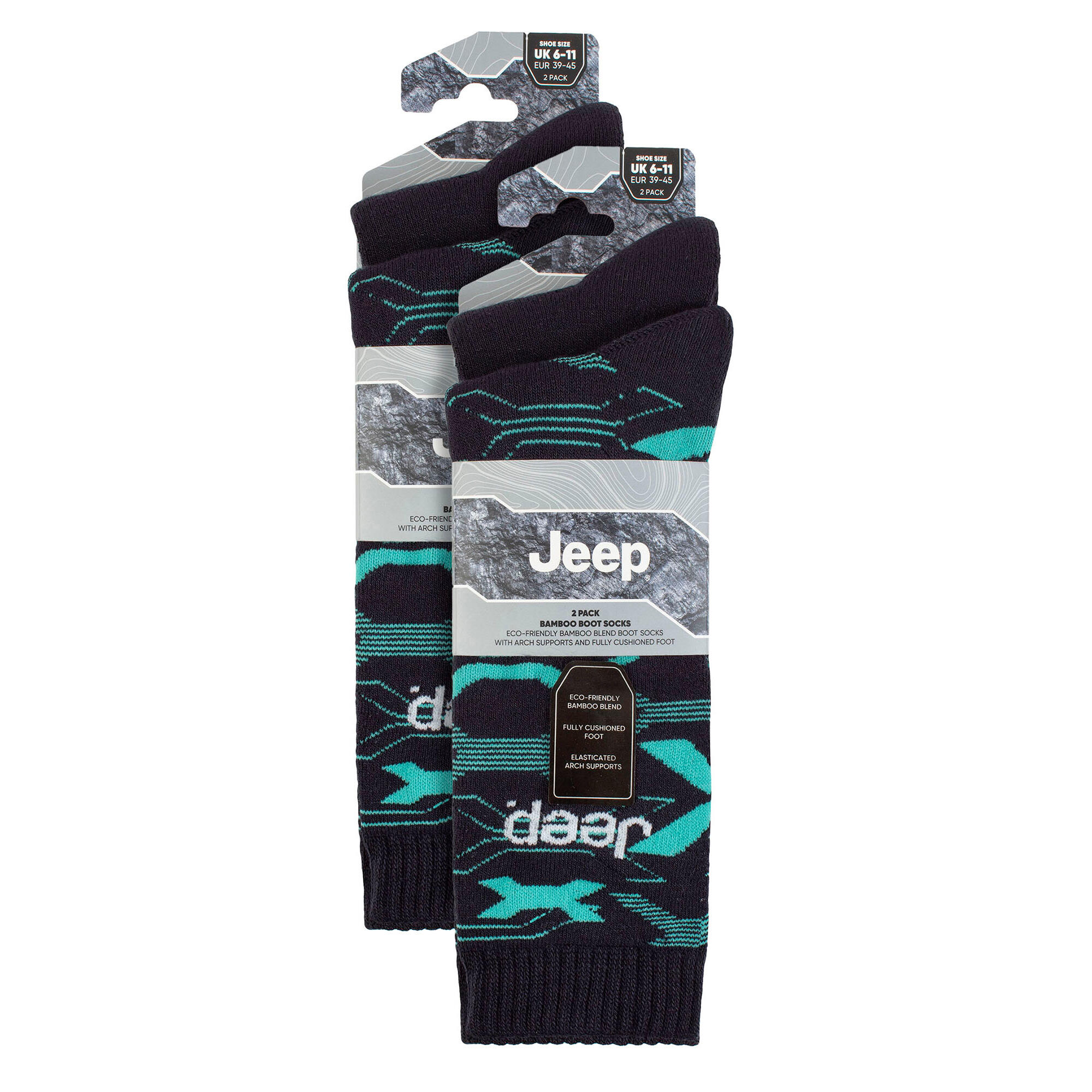 Jeep - Chaussettes de bottes épaisses en bambou pour hommes 4 paires 2/4