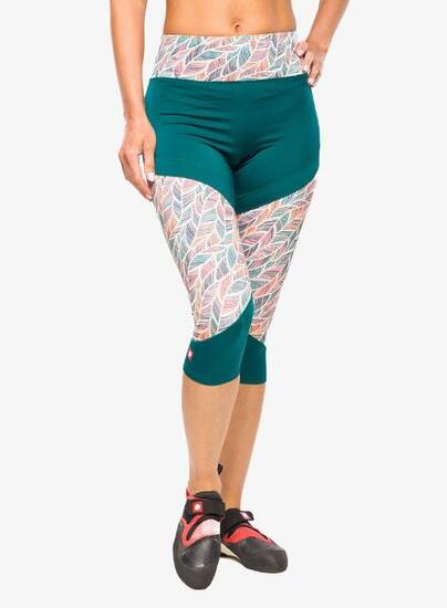 Leggings 3/4 Ocún RHEA femme vert teal élastique, coutures renforcées