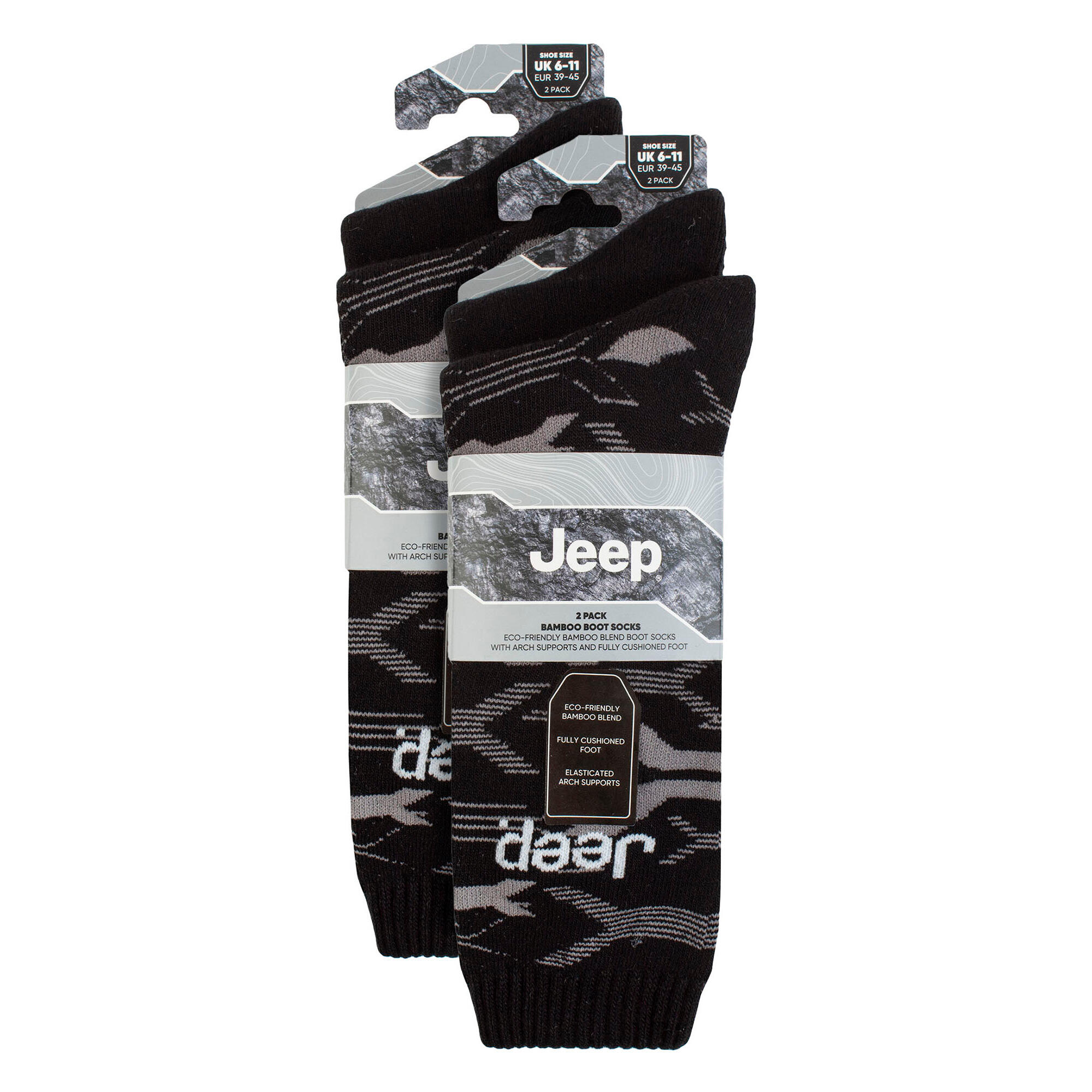 Jeep - Chaussettes de bottes épaisses en bambou pour hommes 4 paires 2/4