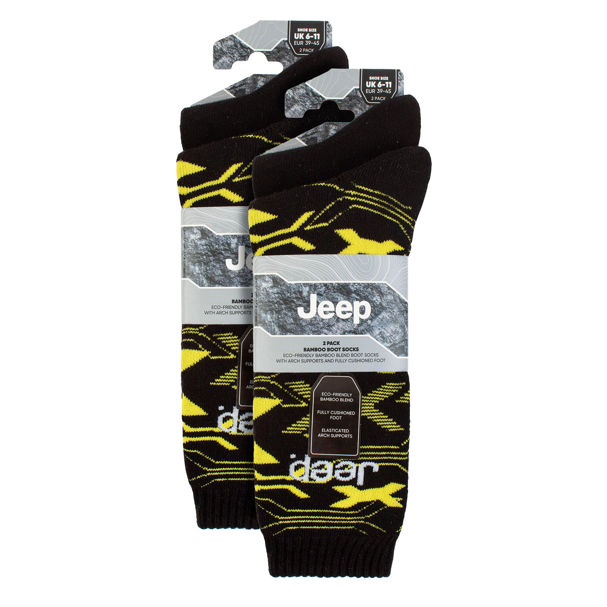 Jeep - Chaussettes de bottes épaisses en bambou pour hommes 4 paires 2/4