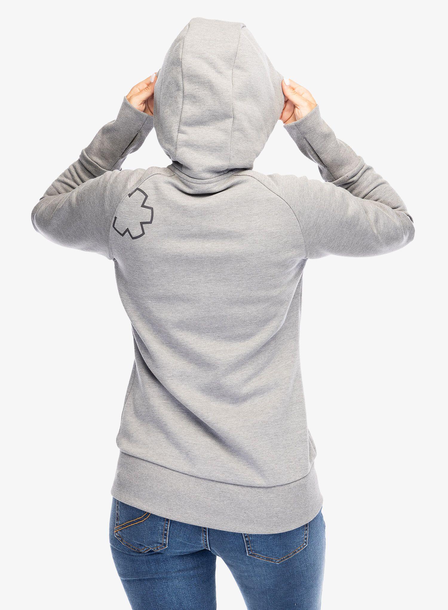 Hoodie zippé Ocún femme gris paloma capuche coton stretch YKK double sens 5/7