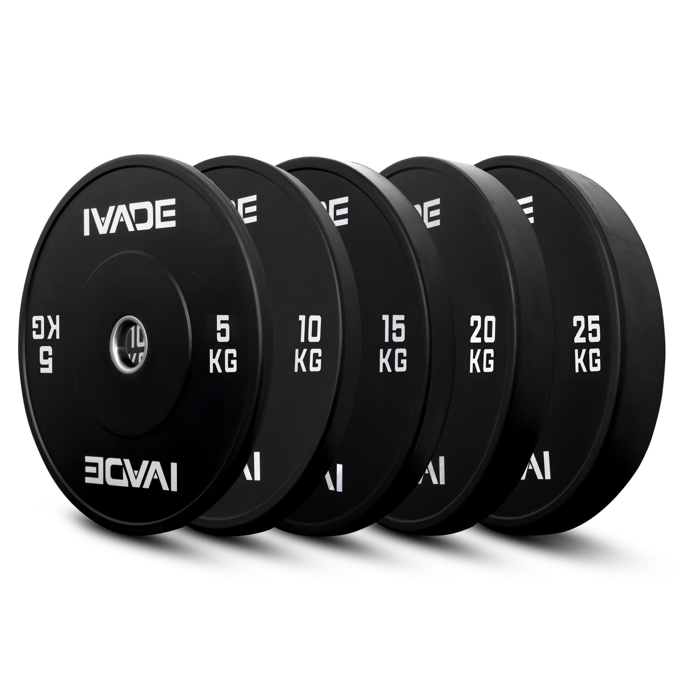 Weight Plate Set 5-25kg x 2 Plates Total 150kg (10 Plates) BLACK BUMPER (2" Hole) MD Model - IRONTEC