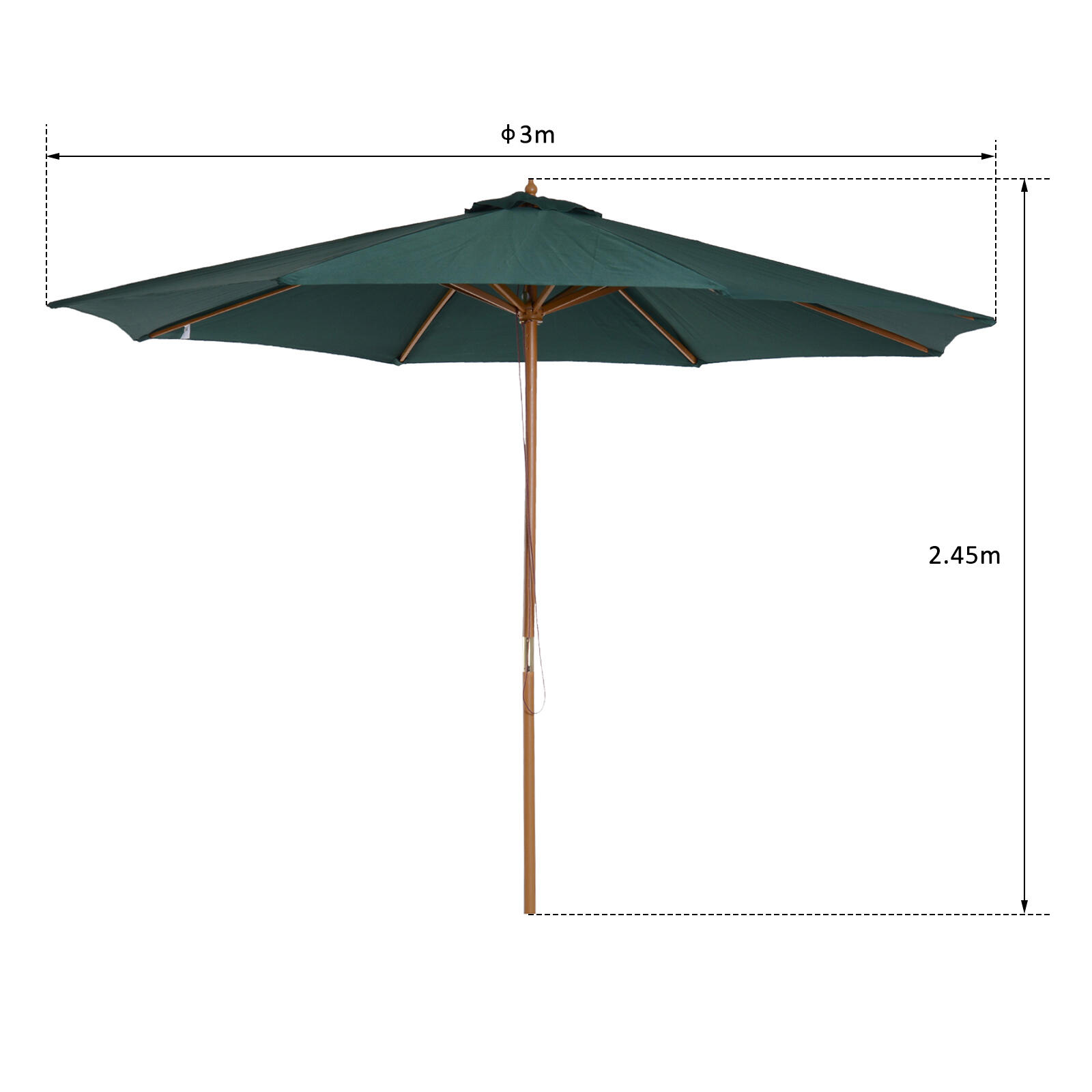 Parasol de camping Outsunny Ø300x250 cm Verde 3/7