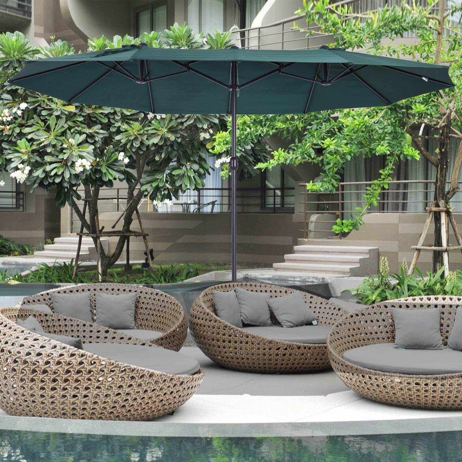 Sombrilla Doble Outsunny 460x270x240 cm Verde 4/6