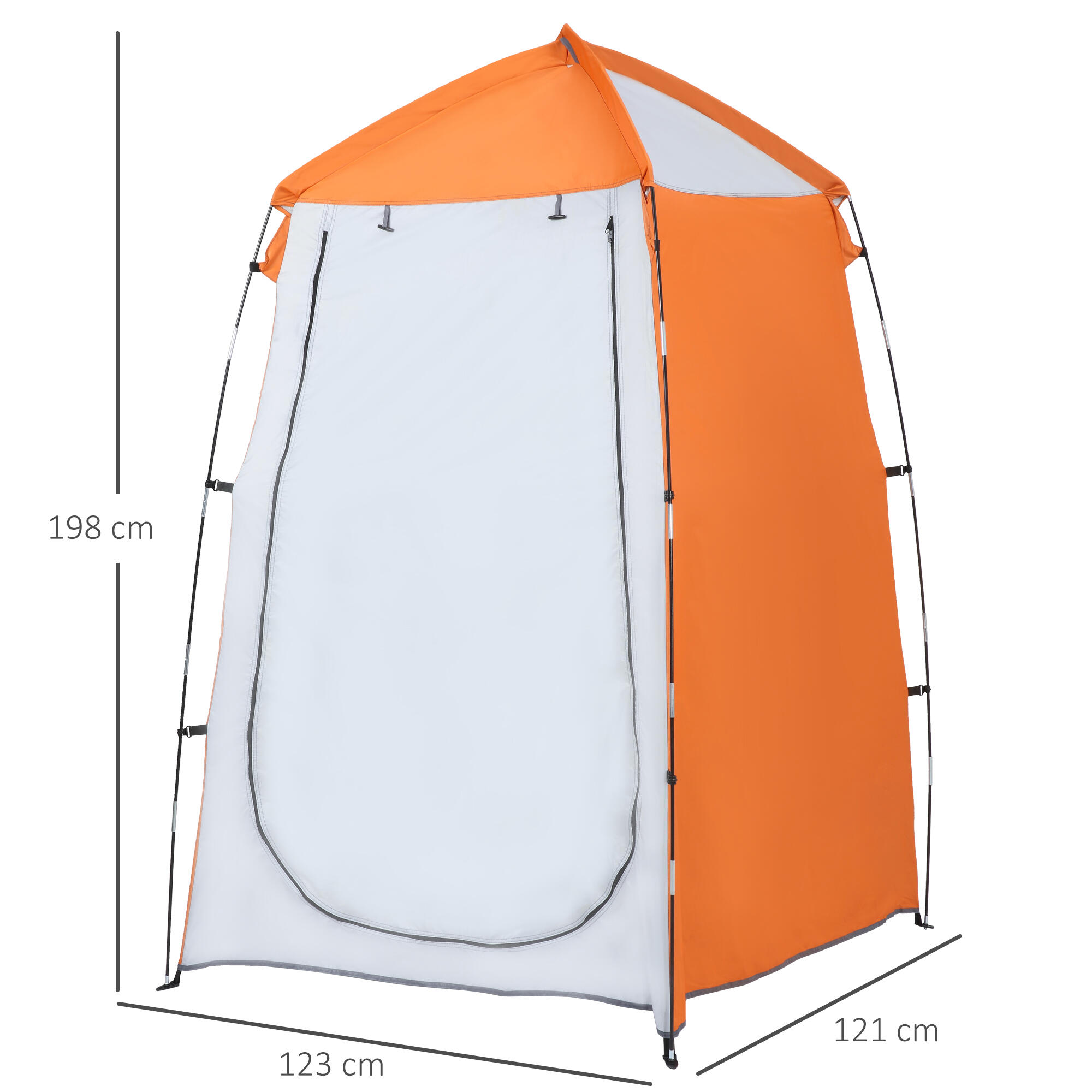 Tienda de Ducha Outsunny 123x121x198 cm Naranja y Plata 3/7