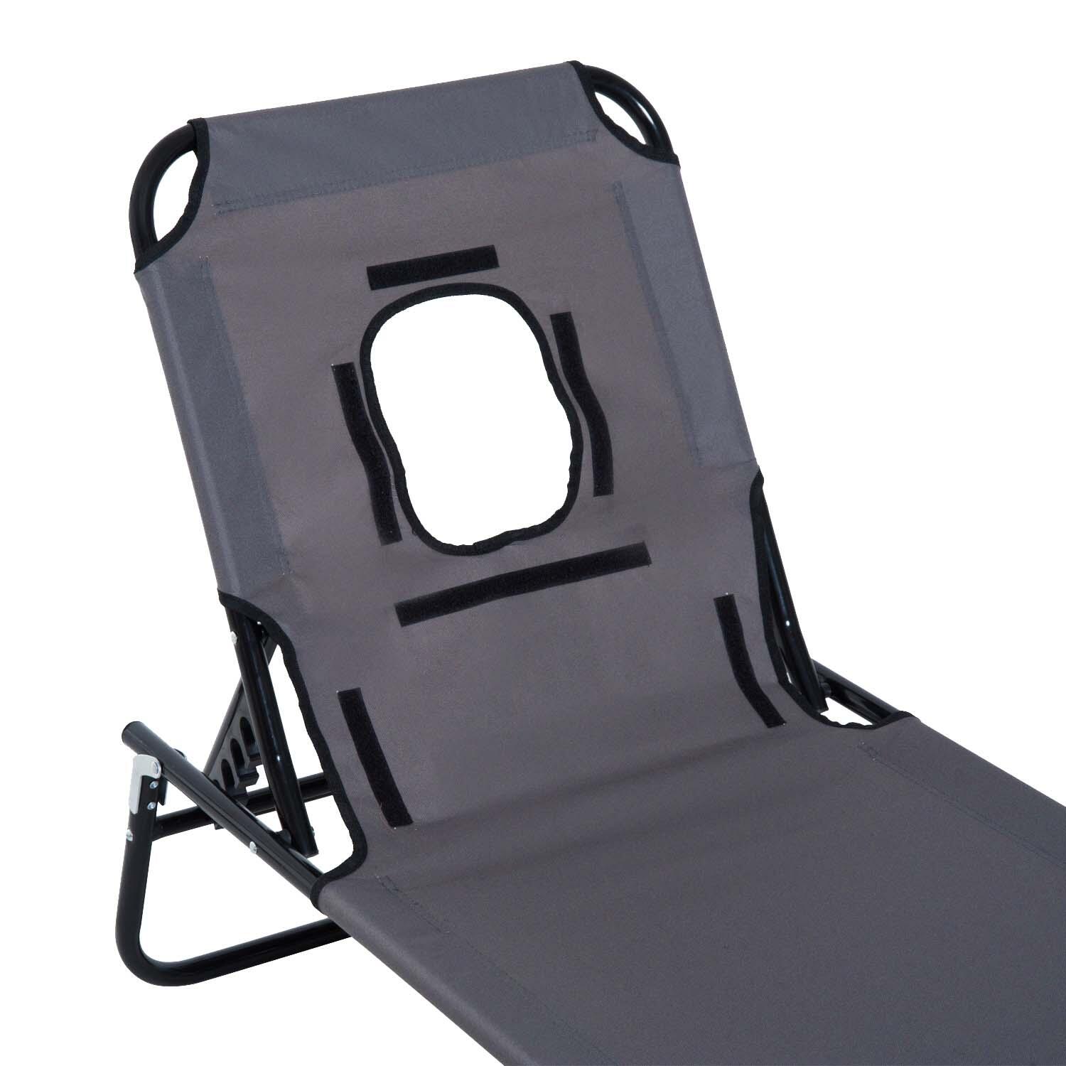 Tumbona Plegable Outsunny 190x56x28 cm Gris 5/7