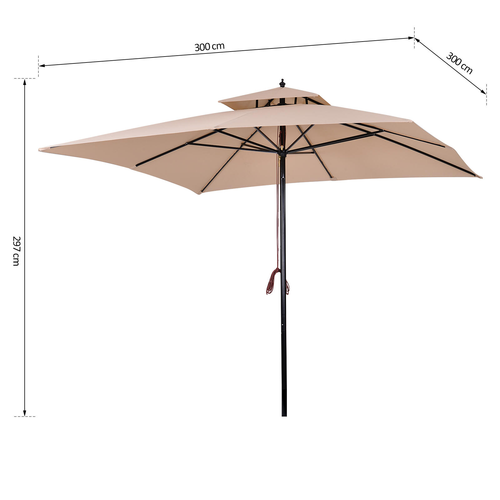 Parasol de camping Outsunny 300x300x297 cm Beige 3/6