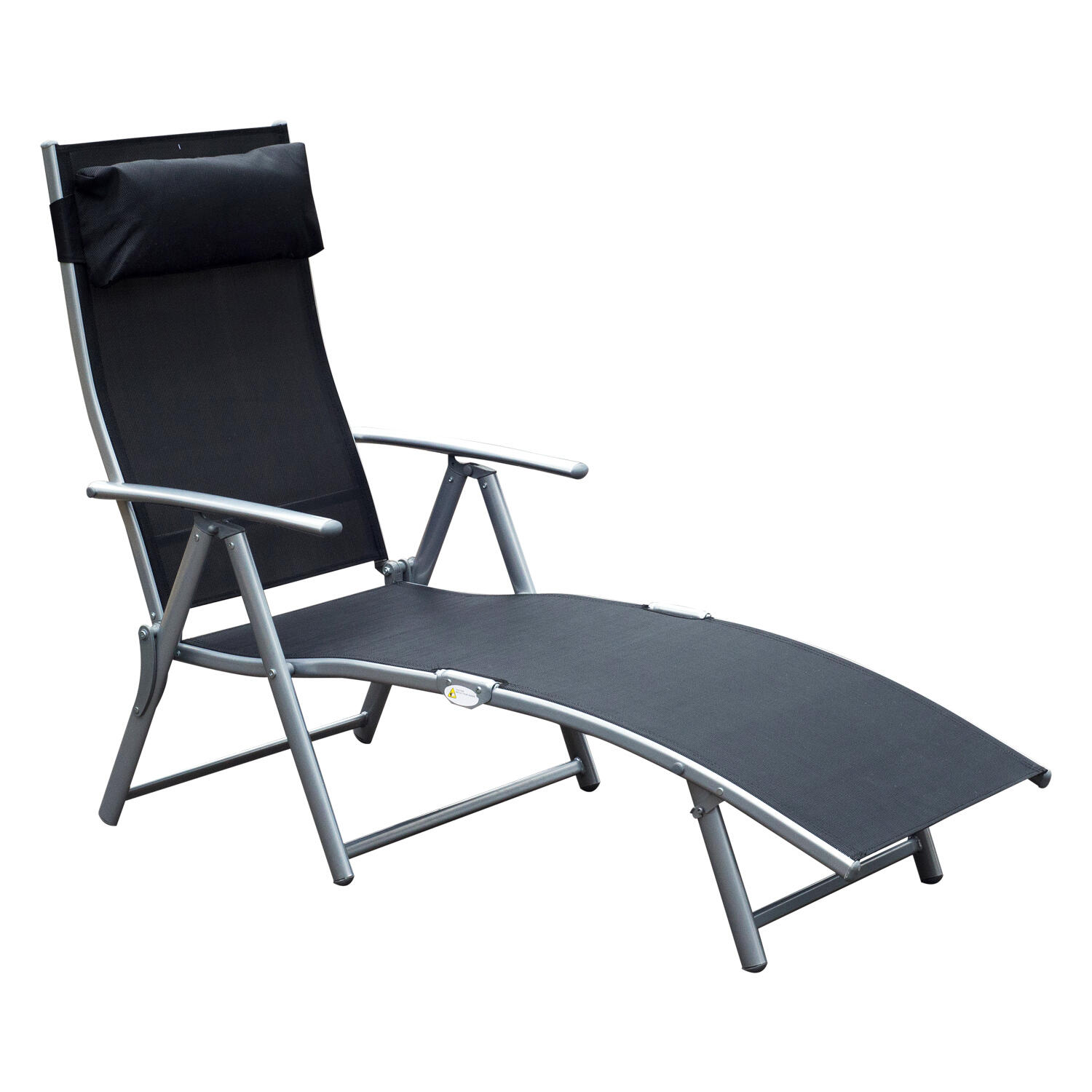 Outsunny espreguiçadeira de campismo ajustável 7 níveis 137x63,5x100,5cm preto