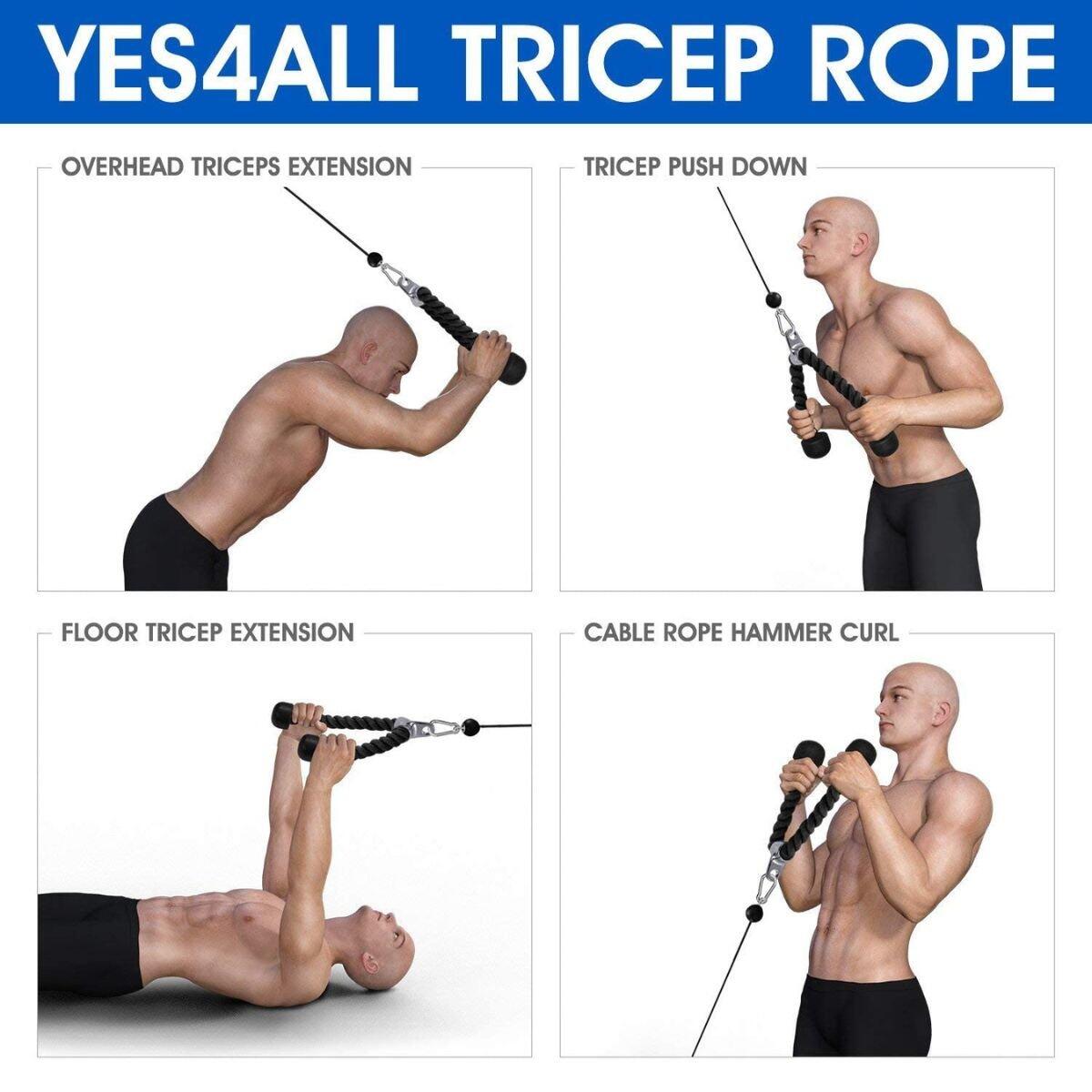 Favuit Corde de fixation de câble pour triceps, corde de traction réglable, extra longue, pour gym, triceps, accessoires de fitness pour biceps, triceps, exercices de traction (corde de triceps